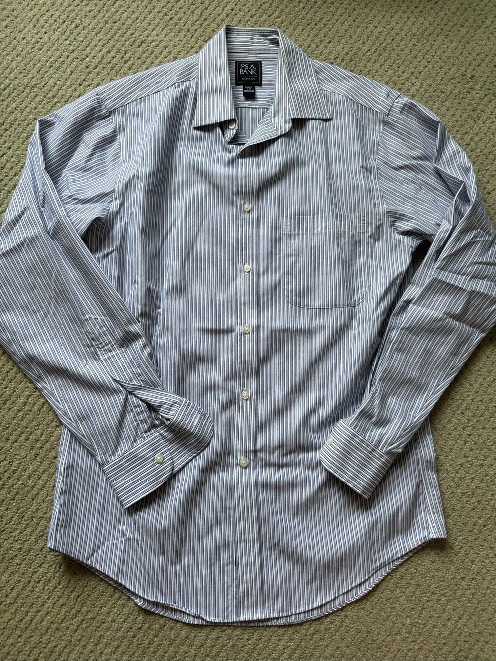Jos. A. Bank Blue and White Striped Men's Dress Shirt